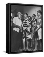 Matador Luis Miguel Dominguin with American Writer Ernest Hemingway-James Burke-Framed Stretched Canvas