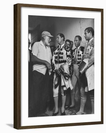 Matador Luis Miguel Dominguin with American Writer Ernest Hemingway-James Burke-Framed Premium Photographic Print