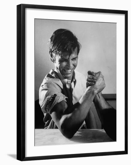 Matador Manuel Benitez Arm Wrestling with Prodicgy at His Ranch House-Loomis Dean-Framed Premium Photographic Print