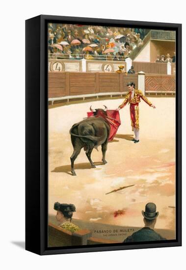 Matador with Muleta-null-Framed Stretched Canvas