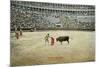 Matador Working with Muleta-null-Mounted Art Print