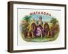 Matadora Brand Cigar Inner Box Label, Lady with Lions-Lantern Press-Framed Art Print