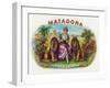 Matadora Brand Cigar Inner Box Label, Lady with Lions-Lantern Press-Framed Art Print