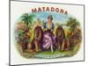 Matadora Brand Cigar Inner Box Label, Lady with Lions-Lantern Press-Mounted Art Print