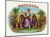 Matadora Brand Cigar Inner Box Label, Lady with Lions-Lantern Press-Mounted Art Print
