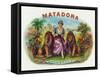 Matadora Brand Cigar Inner Box Label, Lady with Lions-Lantern Press-Framed Stretched Canvas