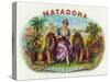 Matadora Brand Cigar Inner Box Label, Lady with Lions-Lantern Press-Stretched Canvas