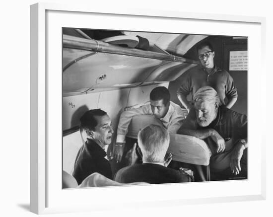 Matadors Luis Miguel Dominguin and Antonio Ordonez, with American Writer Ernest Hemingway-James Burke-Framed Premium Photographic Print