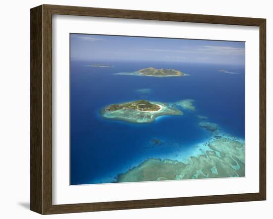 Matamanoa Island and Coral Reef, Mamanuca Islands, Fiji-David Wall-Framed Premium Photographic Print