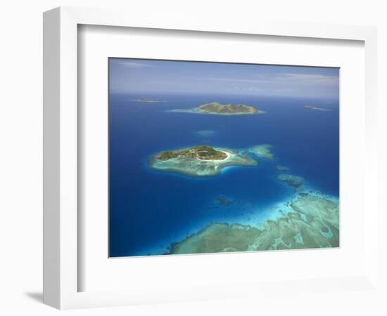 Matamanoa Island and Coral Reef, Mamanuca Islands, Fiji-David Wall-Framed Photographic Print