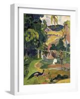 Matamoe or Landscape with Peacocks-Paul Gauguin-Framed Art Print