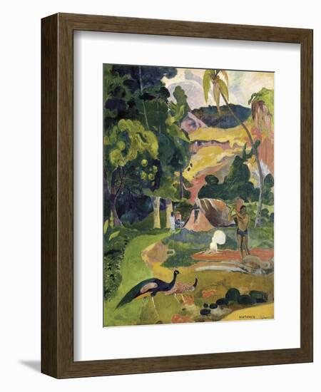 Matamoe or Landscape with Peacocks-Paul Gauguin-Framed Art Print