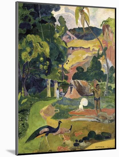 Matamoe or Landscape with Peacocks-Paul Gauguin-Mounted Art Print