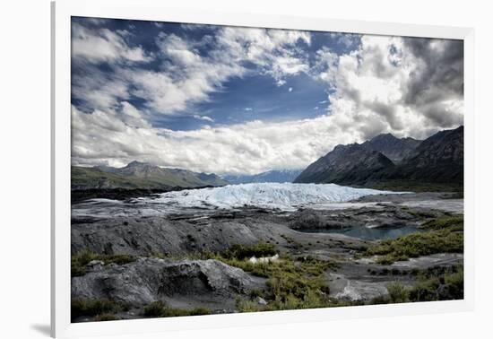 Matanuska Glacier Terminus, Mountains and Expansive Sky-Sheila Haddad-Framed Photographic Print