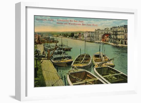 Matanzas, Cuba. Almacenes, Rio San Juan. Docks and Warehouses, San Juan River, c1910-Unknown-Framed Giclee Print