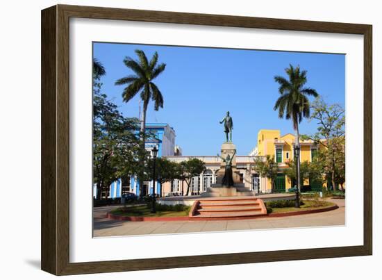 Matanzas, Cuba - Main Square. Palm Trees and Statue Depicting Jose Marti and Liberty.-Tupungato-Framed Photographic Print