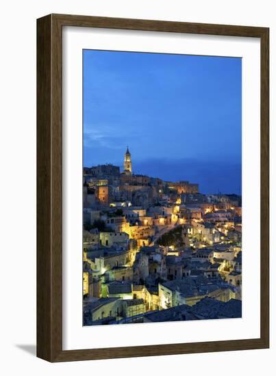 Matera townscape at sunset, Basilicata, Italy, Europe-Marco Brivio-Framed Photographic Print