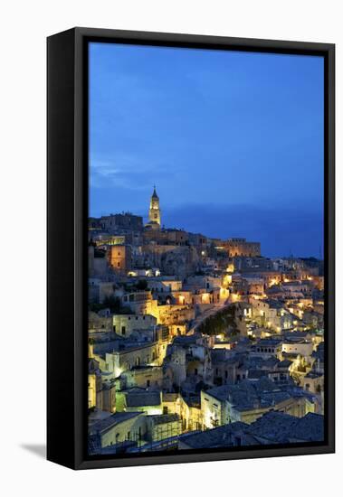 Matera townscape at sunset, Basilicata, Italy, Europe-Marco Brivio-Framed Stretched Canvas