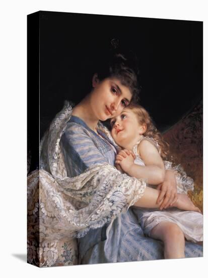Maternal Affection-Emile Munier-Stretched Canvas