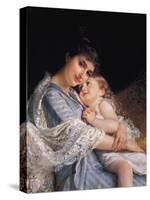 Maternal Affection-Emile Munier-Stretched Canvas