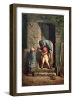 Maternal Care, 1855-57-Jean-François Millet-Framed Giclee Print