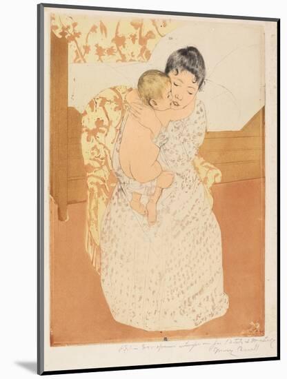 Maternal Caress, 1890-1-Mary Cassatt-Mounted Giclee Print