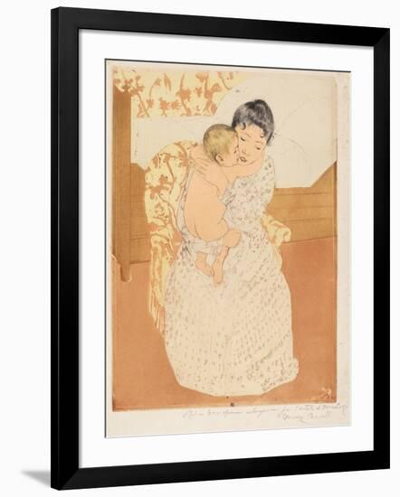 Maternal Caress, 1890-1-Mary Cassatt-Framed Giclee Print