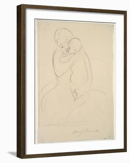 Maternal Caress, 1921  wove paper)-Mary Stevenson Cassatt-Framed Giclee Print