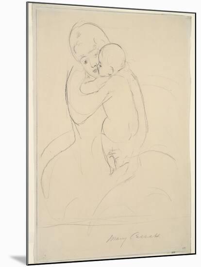 Maternal Caress, 1921  wove paper)-Mary Stevenson Cassatt-Mounted Giclee Print