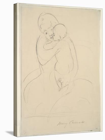 Maternal Caress, 1921  wove paper)-Mary Stevenson Cassatt-Stretched Canvas