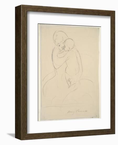 Maternal Caress, 1921  wove paper)-Mary Stevenson Cassatt-Framed Giclee Print