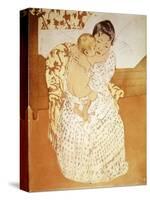 Maternal Caress-Mary Cassatt-Stretched Canvas