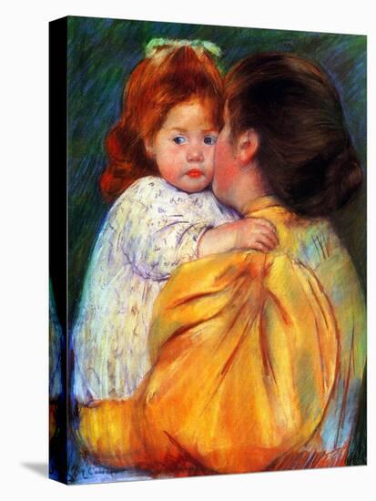 Maternal Kiss, 1896-Mary Cassatt-Stretched Canvas