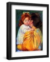 Maternal Kiss, 1896-Mary Cassatt-Framed Giclee Print