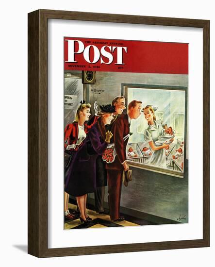 "Maternity Ward," Saturday Evening Post Cover, November 2, 1946-Constantin Alajalov-Framed Giclee Print