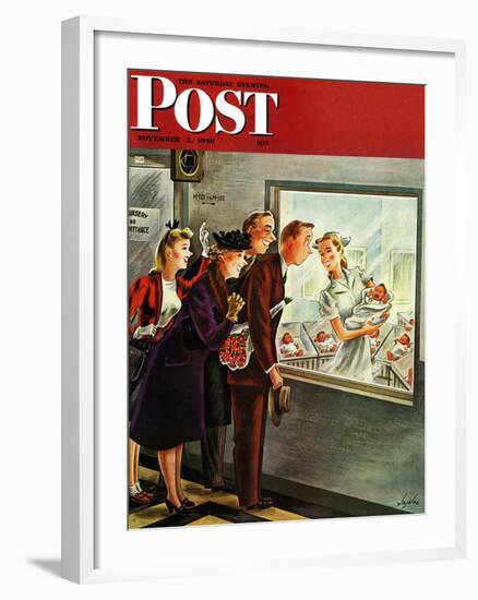 "Maternity Ward," Saturday Evening Post Cover, November 2, 1946-Constantin Alajalov-Framed Giclee Print