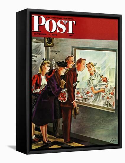 "Maternity Ward," Saturday Evening Post Cover, November 2, 1946-Constantin Alajalov-Framed Stretched Canvas