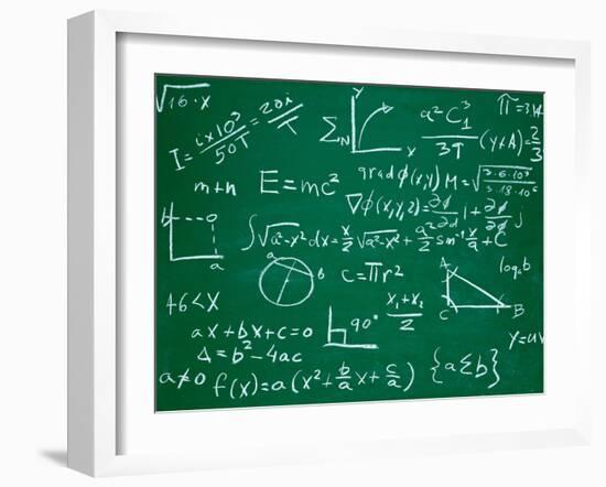 Math Formulas on School Blackboard Education-PicsFive-Framed Art Print