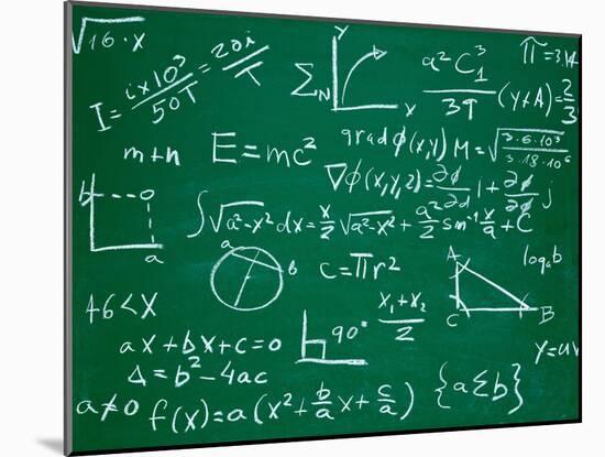 Math Formulas on School Blackboard Education-PicsFive-Mounted Art Print