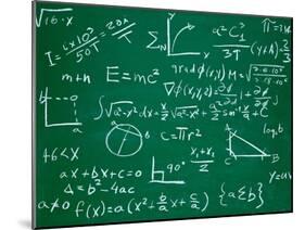 Math Formulas on School Blackboard Education-PicsFive-Mounted Art Print