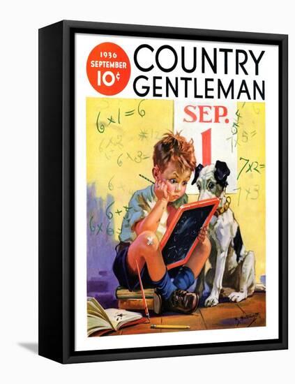 "Math Problems," Country Gentleman Cover, September 1, 1936-Henry Hintermeister-Framed Stretched Canvas