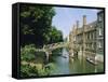 Mathematical Bridge and Punts, Queens College, Cambridge, England-Nigel Francis-Framed Stretched Canvas