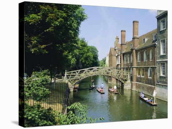 Mathematical Bridge and Punts, Queens College, Cambridge, England-Nigel Francis-Stretched Canvas