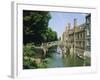 Mathematical Bridge and Punts, Queens College, Cambridge, England-Nigel Francis-Framed Photographic Print