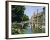 Mathematical Bridge and Punts, Queens College, Cambridge, England-Nigel Francis-Framed Photographic Print