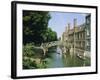 Mathematical Bridge and Punts, Queens College, Cambridge, England-Nigel Francis-Framed Photographic Print