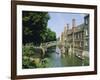 Mathematical Bridge and Punts, Queens College, Cambridge, England-Nigel Francis-Framed Photographic Print