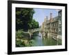 Mathematical Bridge and Punts, Queens College, Cambridge, England-Nigel Francis-Framed Photographic Print