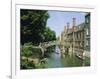 Mathematical Bridge and Punts, Queens College, Cambridge, England-Nigel Francis-Framed Photographic Print