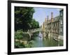 Mathematical Bridge and Punts, Queens College, Cambridge, England-Nigel Francis-Framed Photographic Print